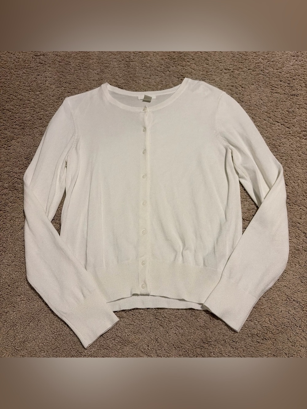 Womens H&M White Button Down Cardigan Sweater Size Medium